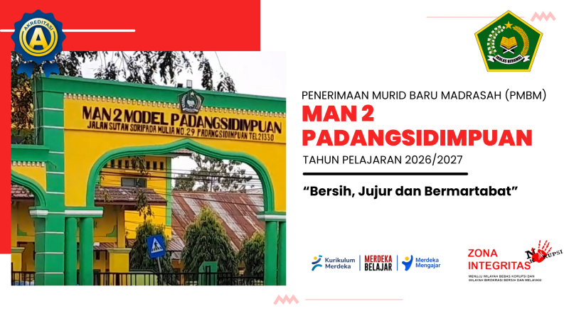SEGERA DIBUKA! Penerimaan Murid Baru Madrasah (PMBM) MAN 2 Padangsidimpuan TP. 2026/2027, JANGAN SAMPAI TERLEWATKAN!